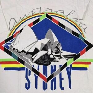 Vtg White Sydney Australia Single Stitch Vacation Oversize T Shirt Large Nwot